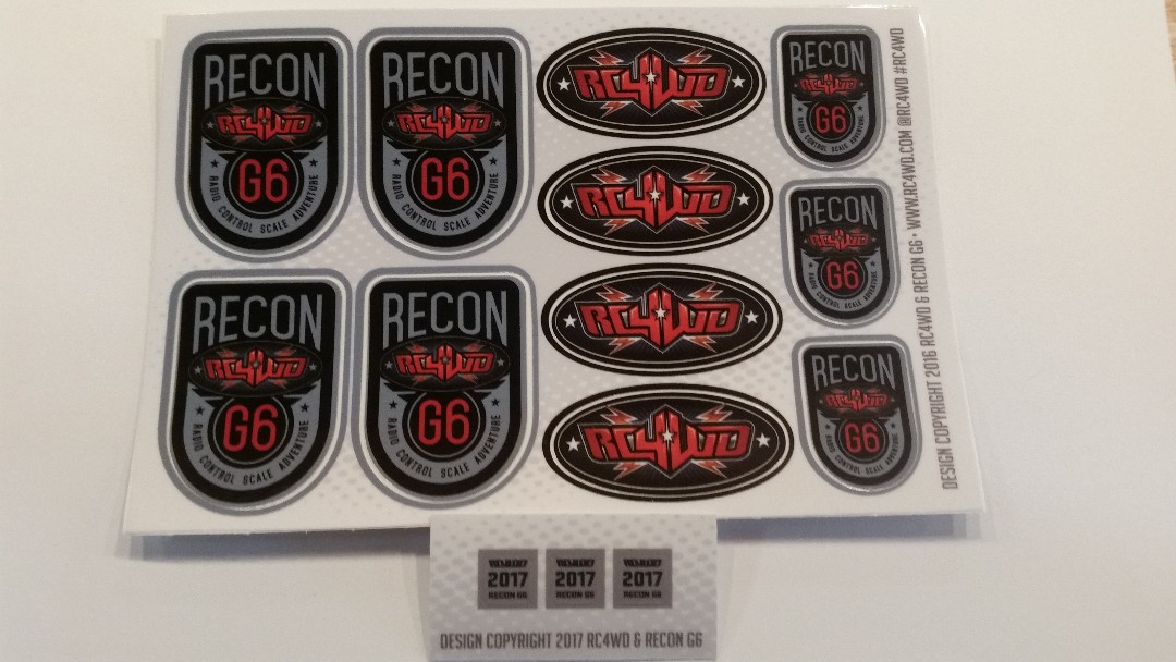 RC4WD Recon G6 Decal Sheet