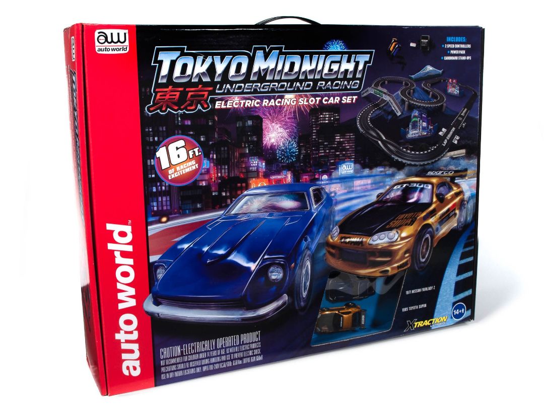 Auto World 16' Tokyo Midnight Underground Racing Slot Race Set - Click Image to Close