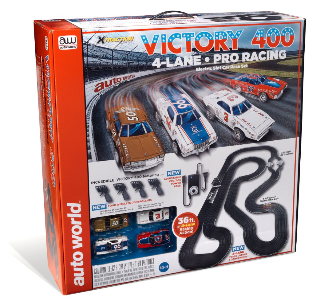 Auto World 36' Victory 400 Slot Race Set 4 Lane - Click Image to Close