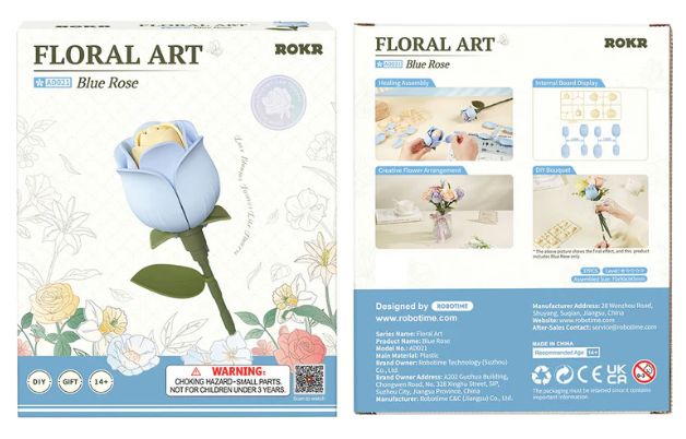 Rowood DIY Blue Rose 3D Wooden Puzzle