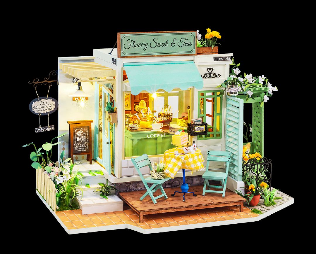 Rolife Flowery Sweets & Teas DIY Miniature House Kit - Click Image to Close
