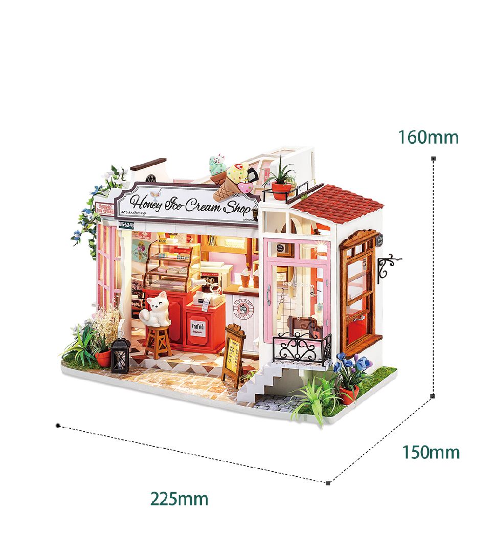 Rolife Honey Ice-cream Shop DIY Miniature House Kit - Click Image to Close