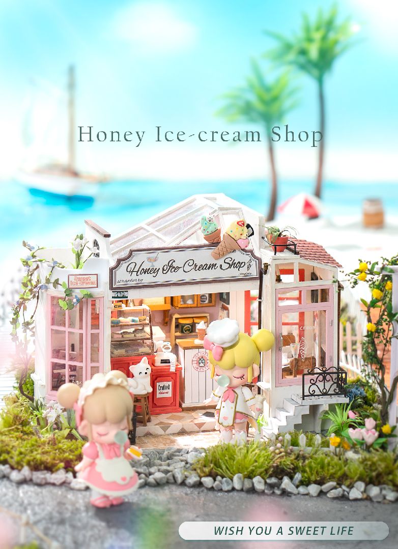Rolife Honey Ice-cream Shop DIY Miniature House Kit - Click Image to Close
