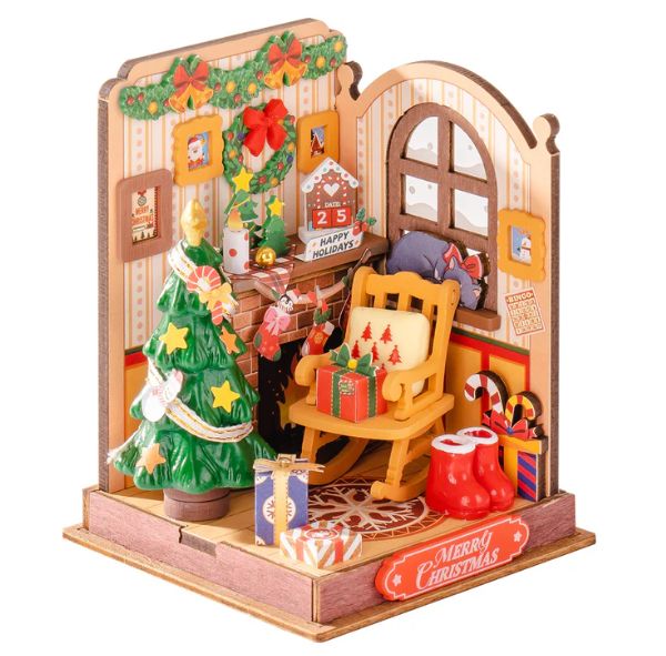 Rolife Christmas Fireplace DIY Miniature Doll House Kit