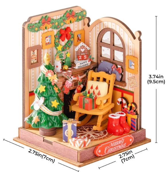 Rolife Christmas Fireplace DIY Miniature Doll House Kit