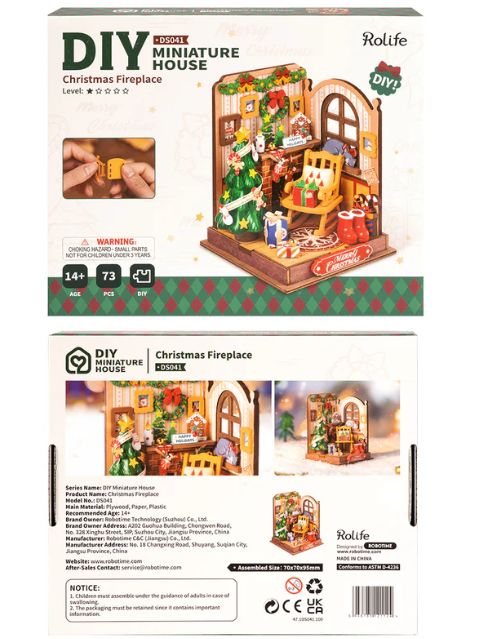 Rolife Christmas Fireplace DIY Miniature Doll House Kit