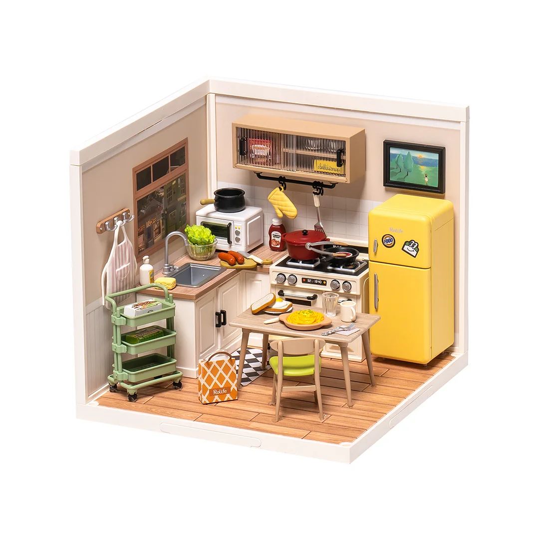 Rolife Happy Meals Kitchen DIY Plastic Miniature House - Click Image to Close