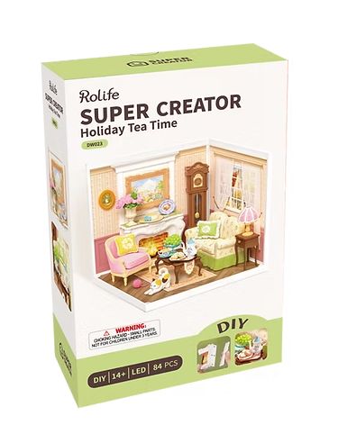 Rolife Holiday Tea Time Plastic DIY Miniature House Kit