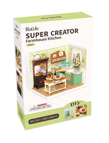 Rolife Farmhouse Kitchen Plastic DIY Miniature House Kit