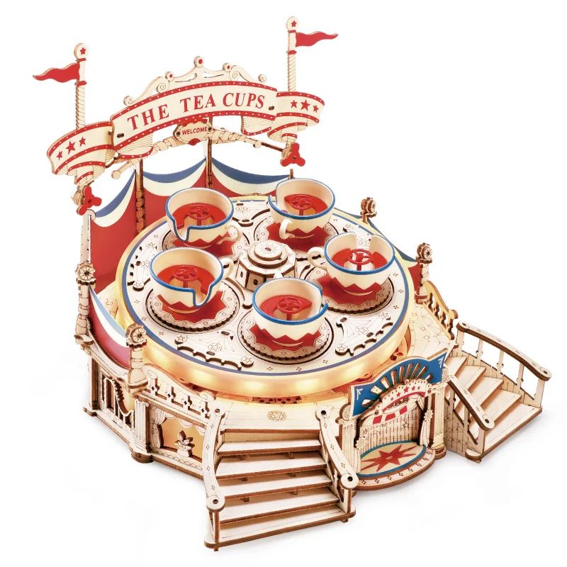 ROKR Tilt-A-Whirl DIY Music Box 3D Wooden Puzzle