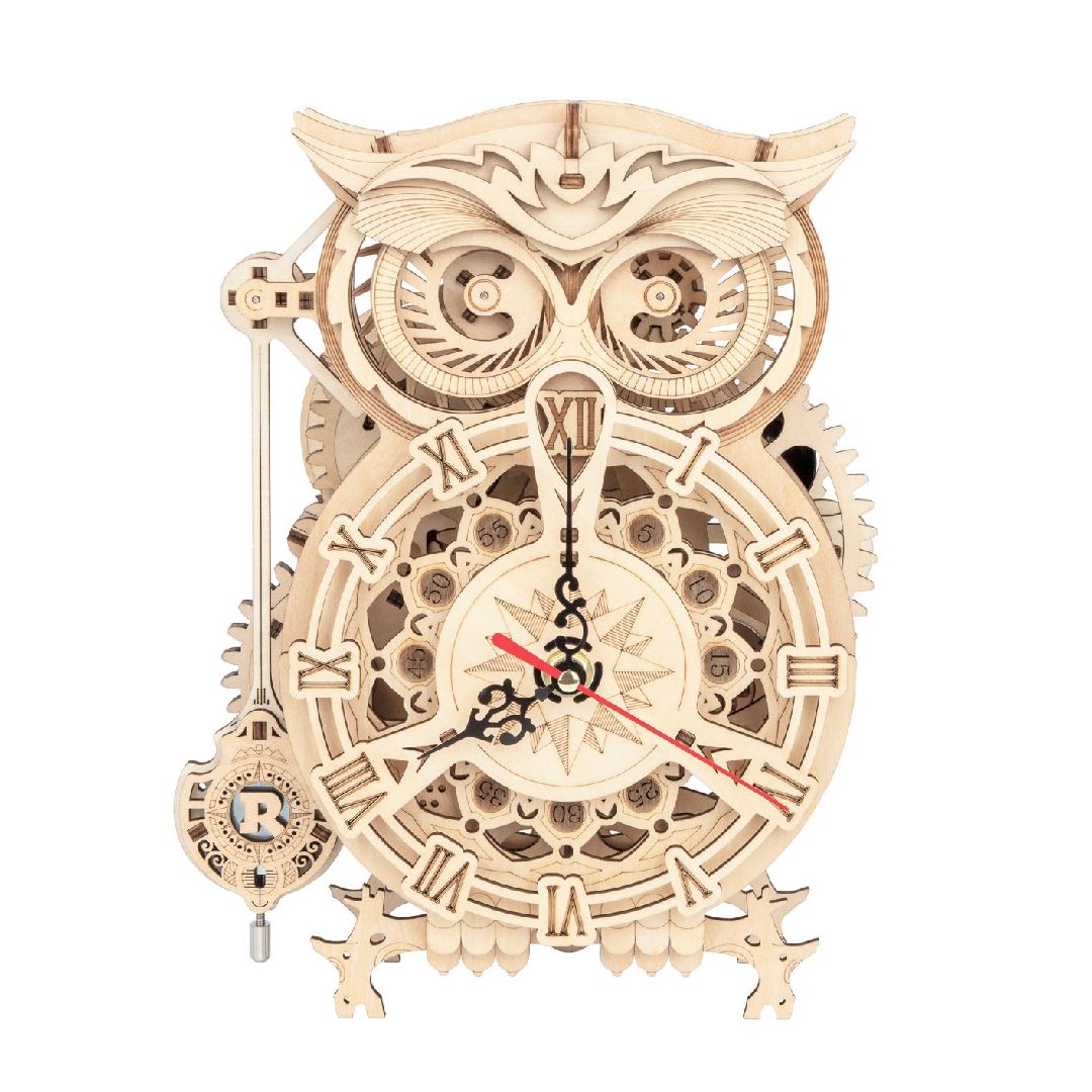 ROKR Owl Clock Mechanical Gears 3D Wooden Puzzle