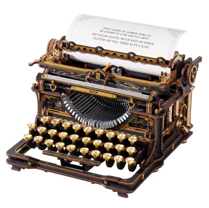 ROKR Mechanical Tyepwriter 3D Wooden Puzzle - Classic Version