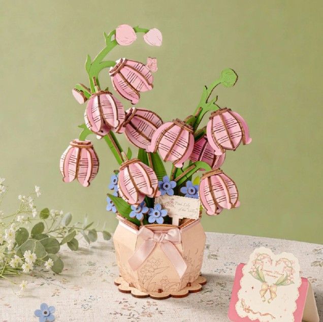 Rolife Pink Lily of the Valley 3D Wooden Puzzle