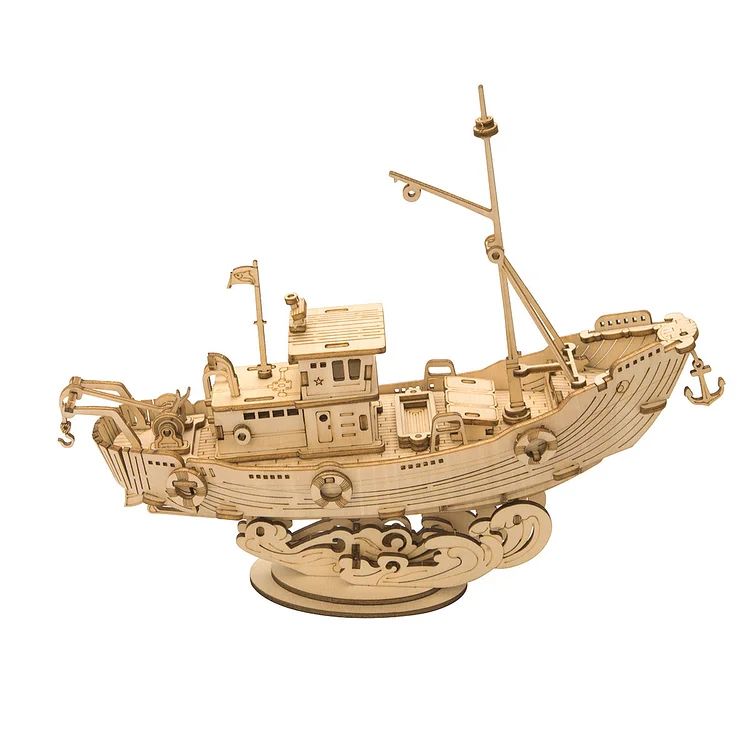 Rolife Fishing Ship Model 3D Wooden Puzzle