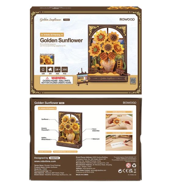 Rowood Golden Sunflower 3D Wooden Puzzle