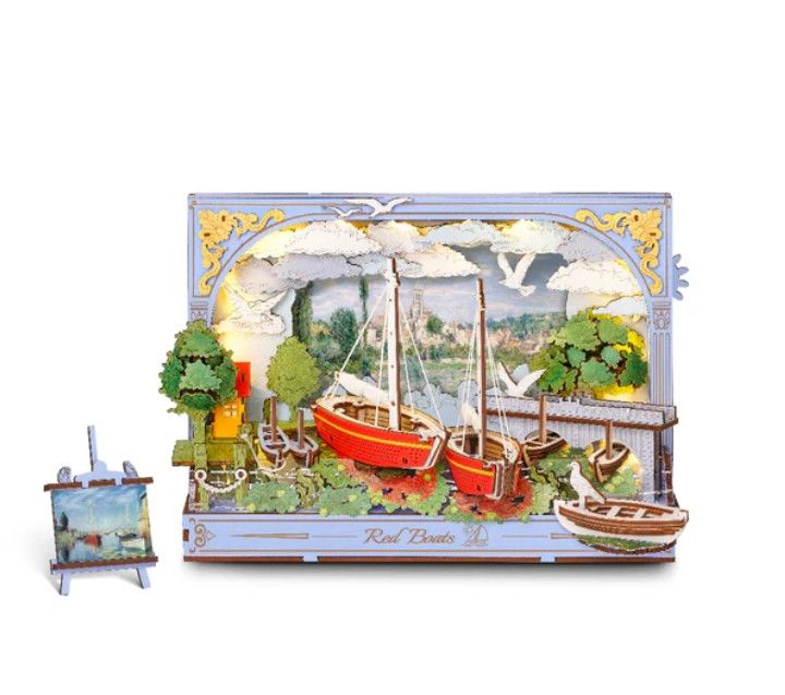 Rowood Red Boats 3D Wooden Puzzle