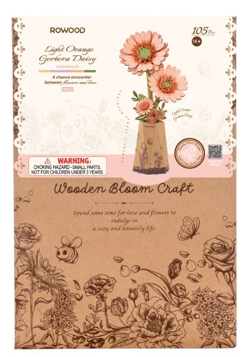 Rowood Light Orange Gerbera DIY Wooden Puzzle