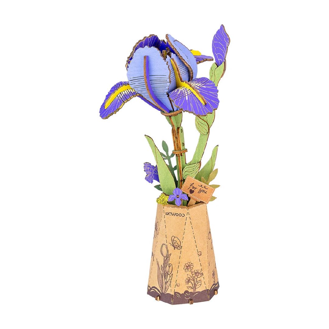 Rowood DIY Purple Iris 3D Wooden Puzzle