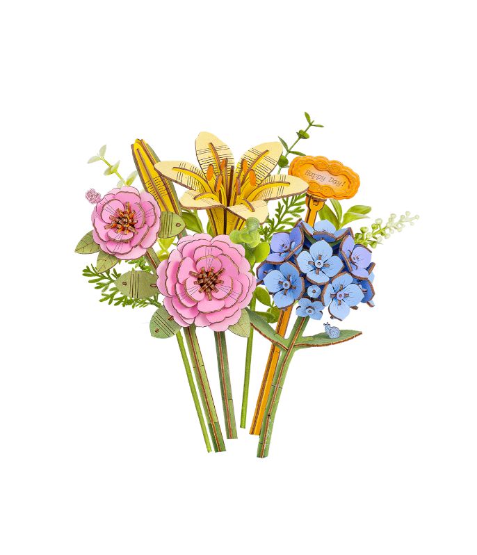 Rowood Misty Pink Bouquet 3D Wooden Puzzle