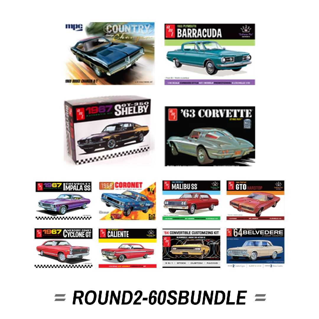 ROUND2 1/25 1960s Classic Cars Model Kit Bundle