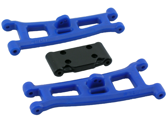 RPM Front A-Arms w/Bulkhead for GT2, SC10 - Blue - Click Image to Close