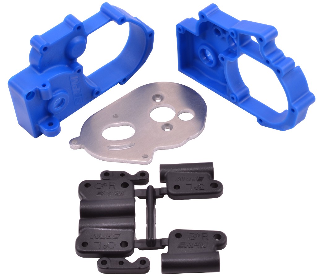 RPM Hybrid Gearbox Housing & Rear Mount Kit - Blue - Click Image to Close