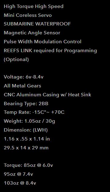 Reefs RAW100 Mini Submarine Servo - 103oz 0.08sec@8.4V-Blk
