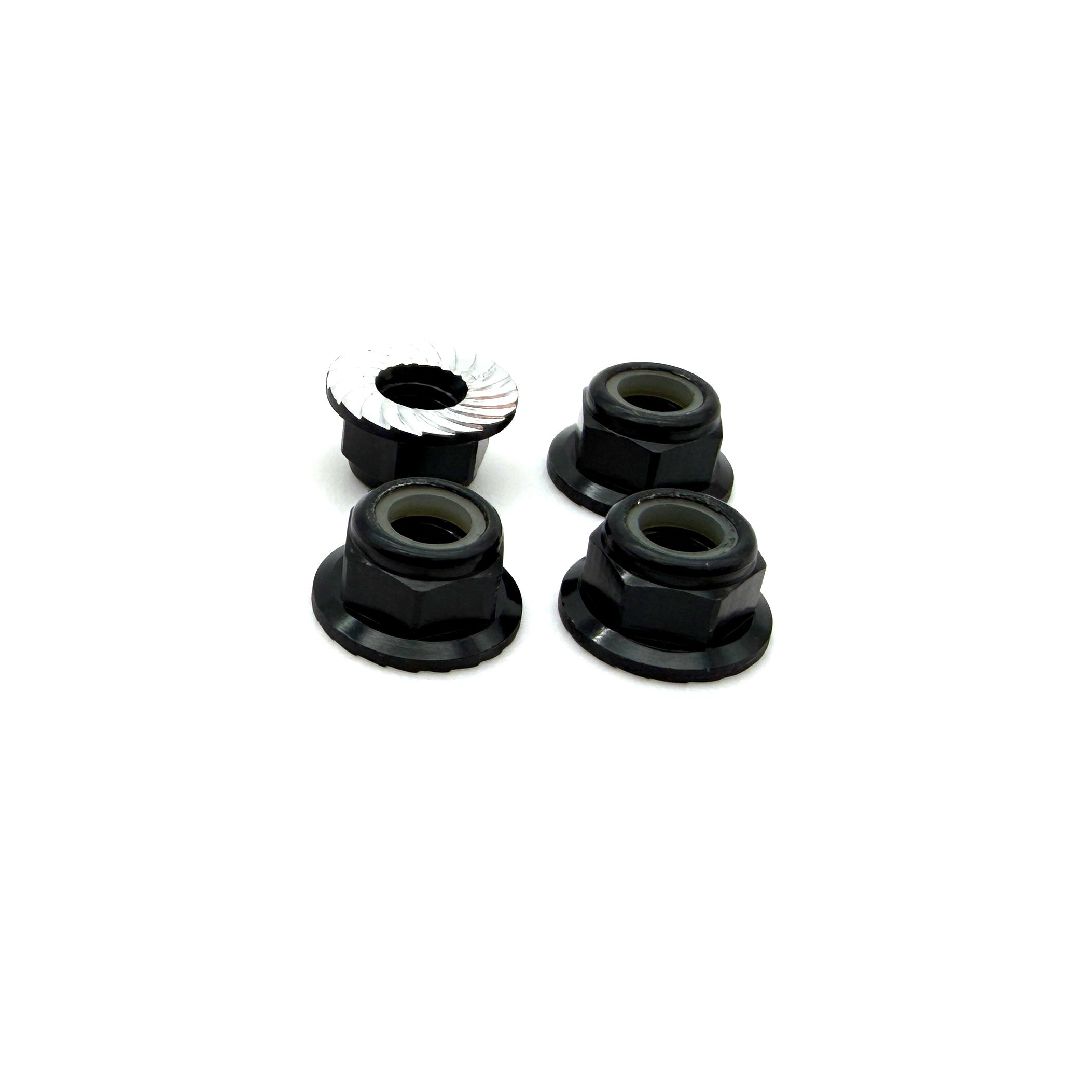 Reefs 5mm Aluminum Flanged & Serrated Lock Nut (Black)(4pc)