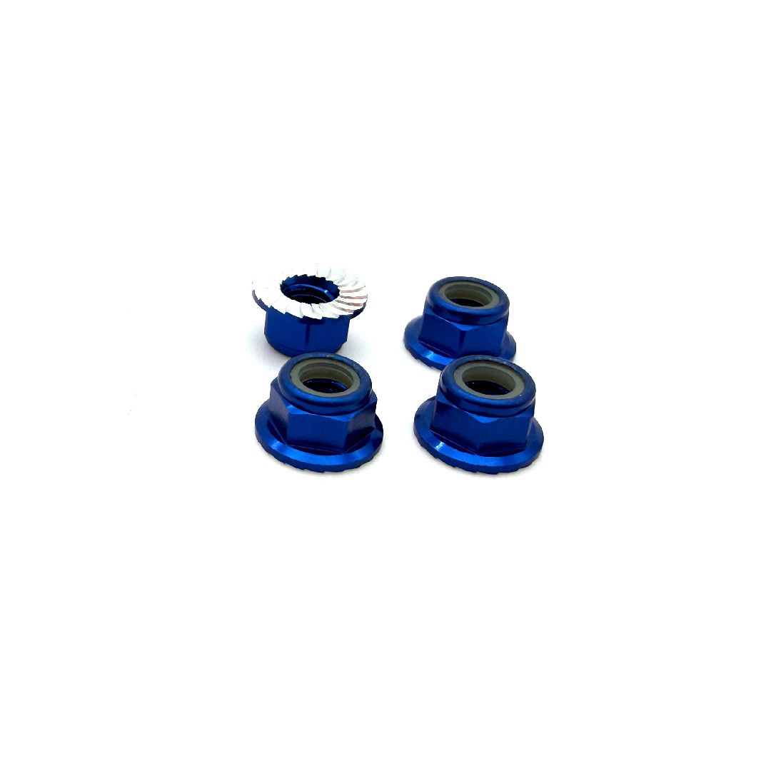Reefs 5mm Aluminum Flanged & Serrated Lock Nut (Blue)(4pc)