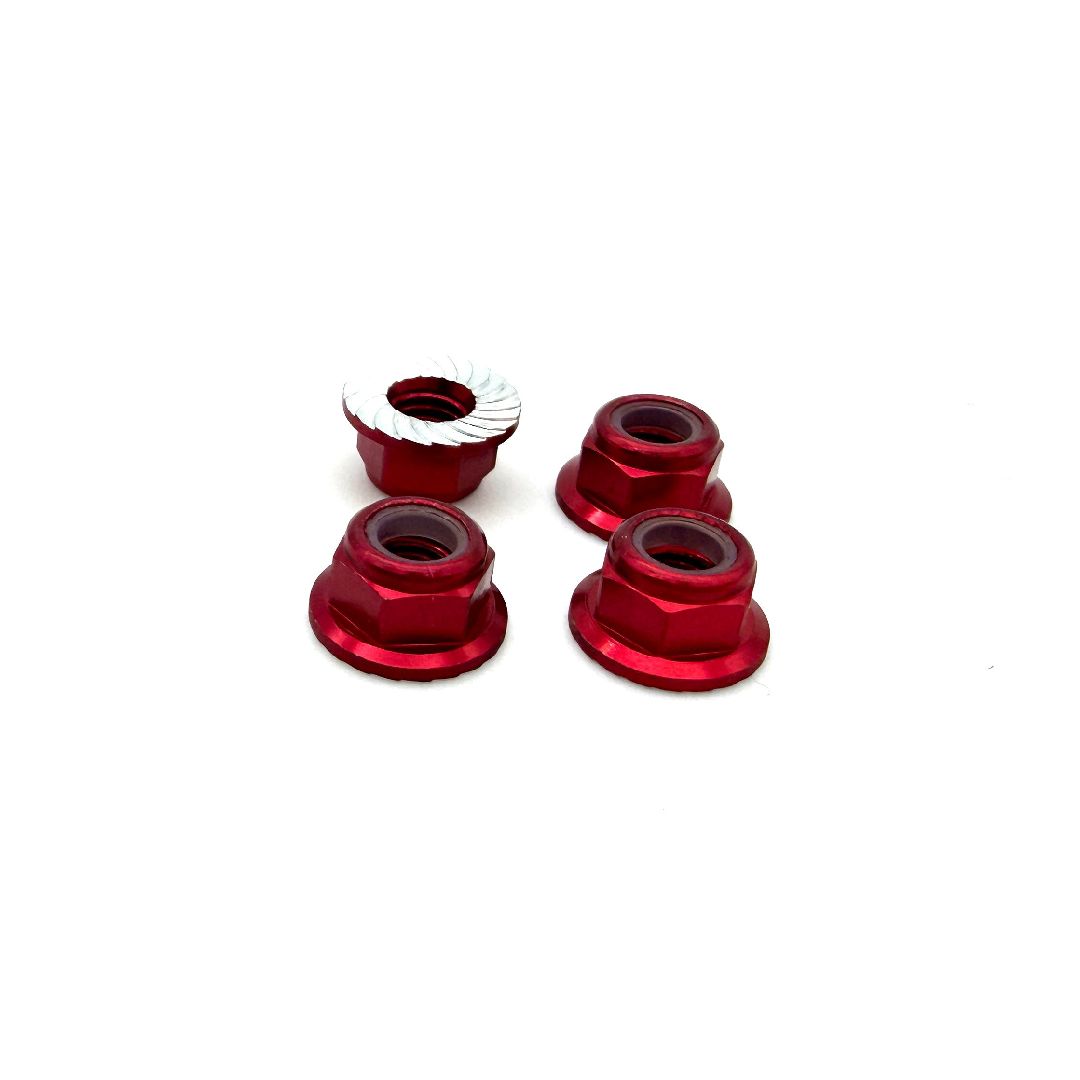 Reefs 5mm Aluminum Flanged & Serrated Lock Nut (Red)(4pc)