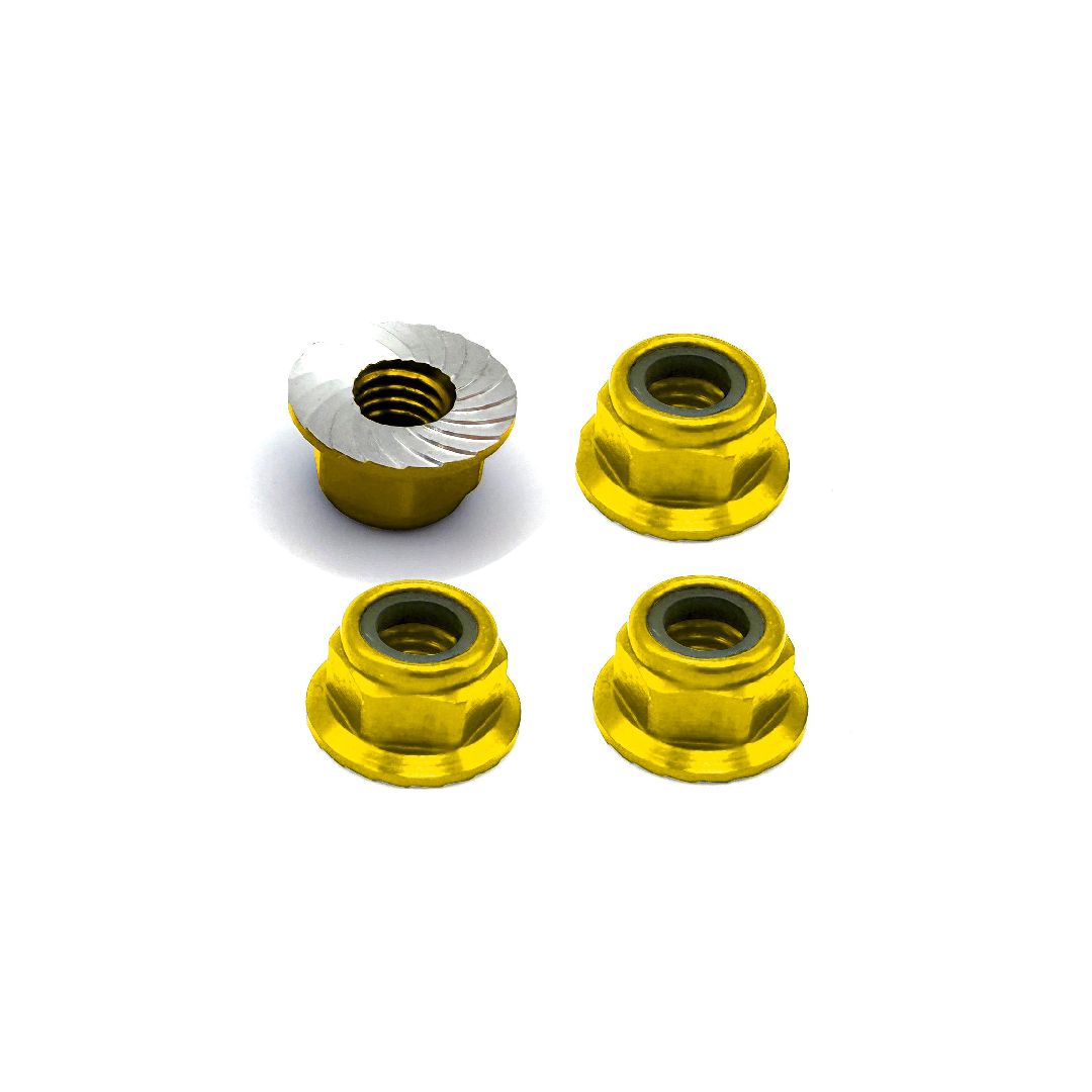 Reefs 5mm Aluminum Flanged & Serrated Lock Nut (Gold)(4pc)