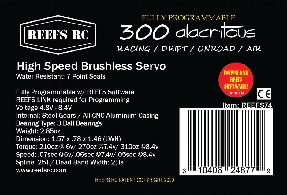 Reefs 300 Lighting Fast Water Resistant Servo 310oz 0.05sec@8.4V