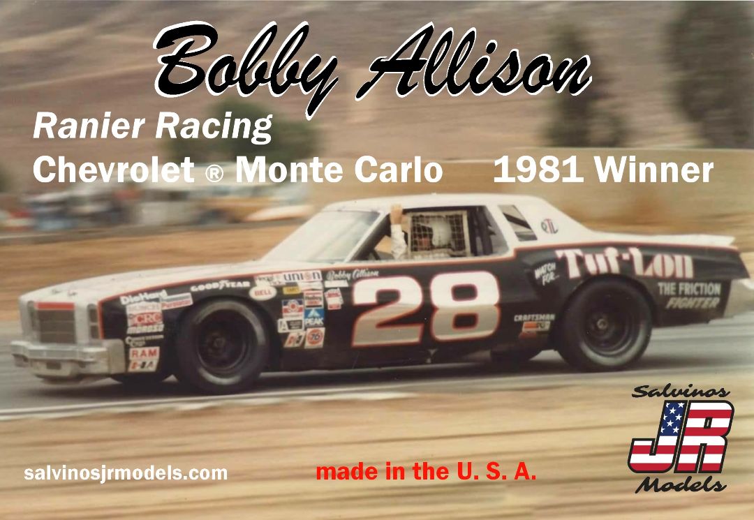 Salvinos JR 1/25 Bobby Allison #28 Ranier Racing Chevy Monte Car