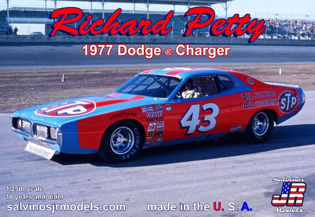 Salvinos JR 1/25 Richard Petty 1977 Dodge Charger Model Kit