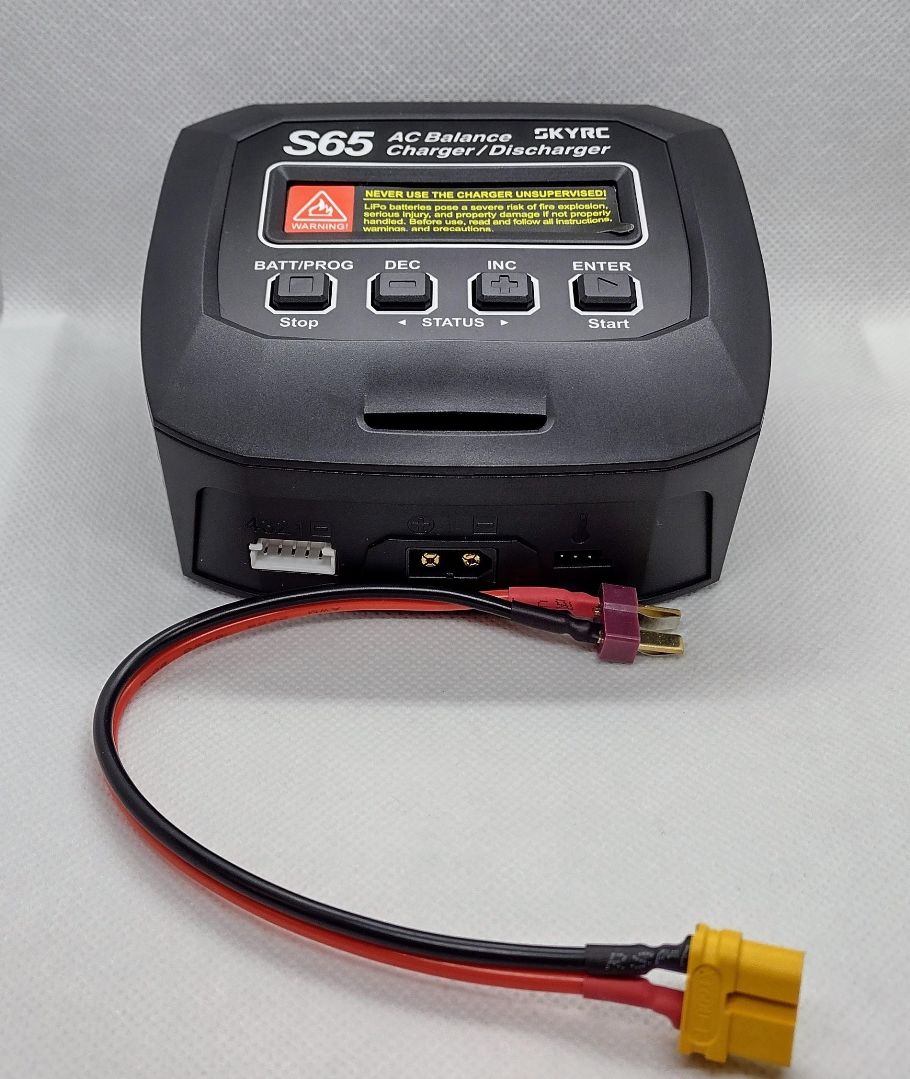 SkyRC S65 AC Balance Charger / Discharger 65W, 6A, Embedded XT60 Connector (NO BULLETS)