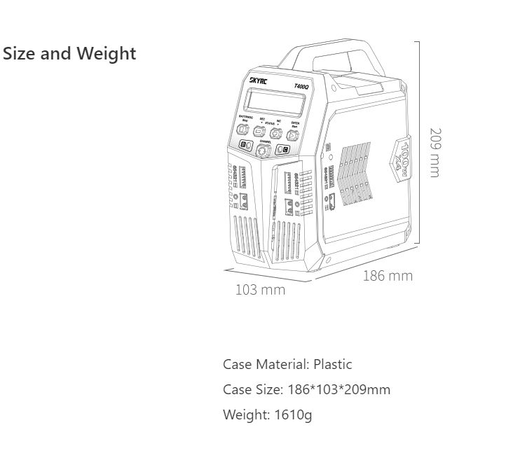 SkyRC T400Q Battery Charger, AC/DC Quad Charger - Click Image to Close