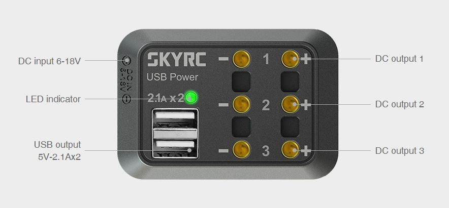 SkyRC DC Power Distributor - Banana Plug DC Input Connector