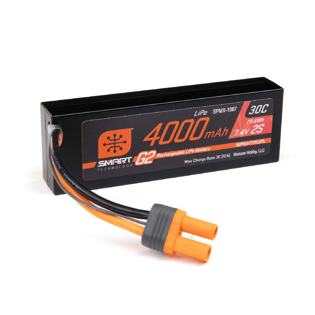 Spektrum 7.4V 4000mAh 2S 30C Smart LiPo G2 Hard Case: IC5