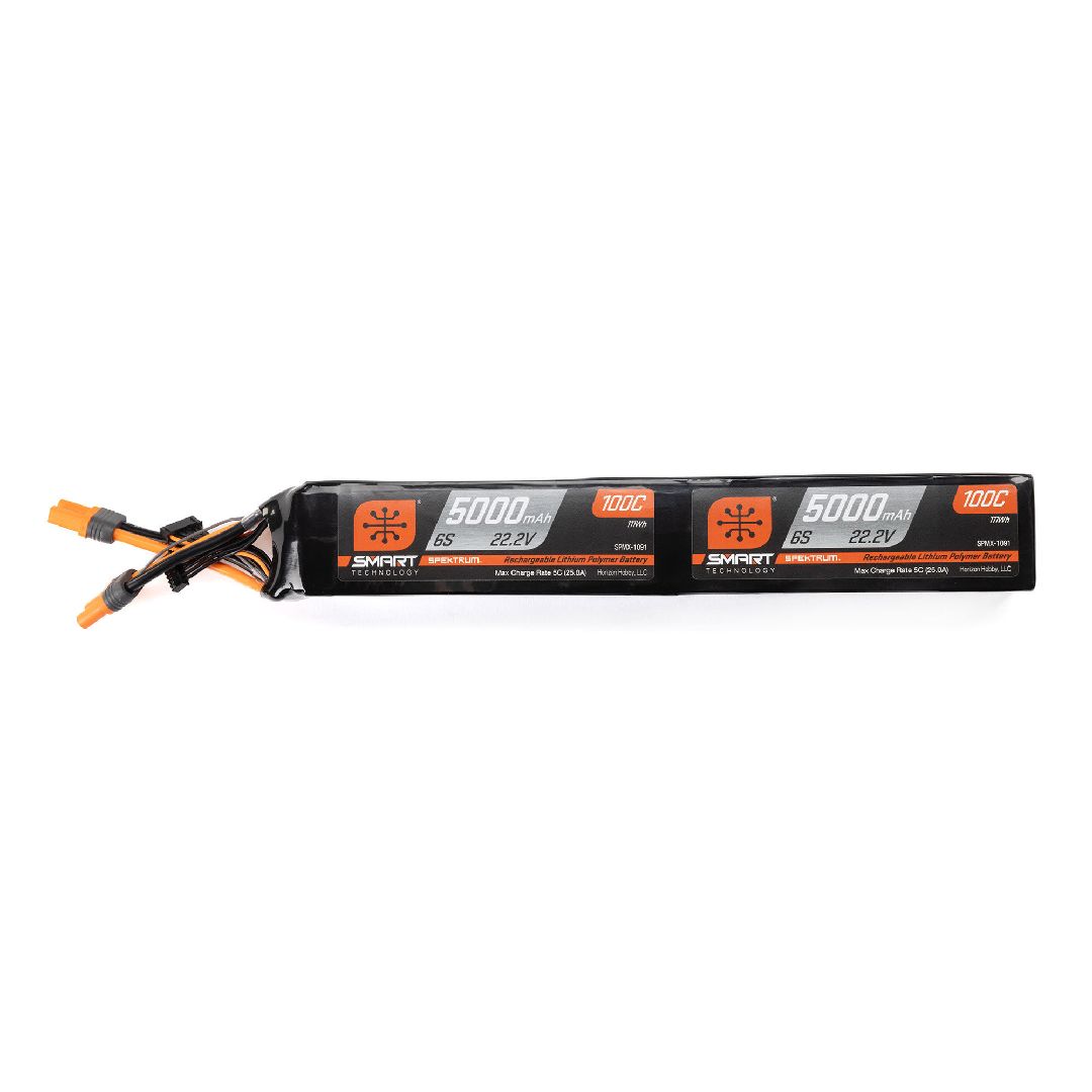 Spektrum 5000mAh 22.2V 6S X2 100C Smart LiPo Dual IC5