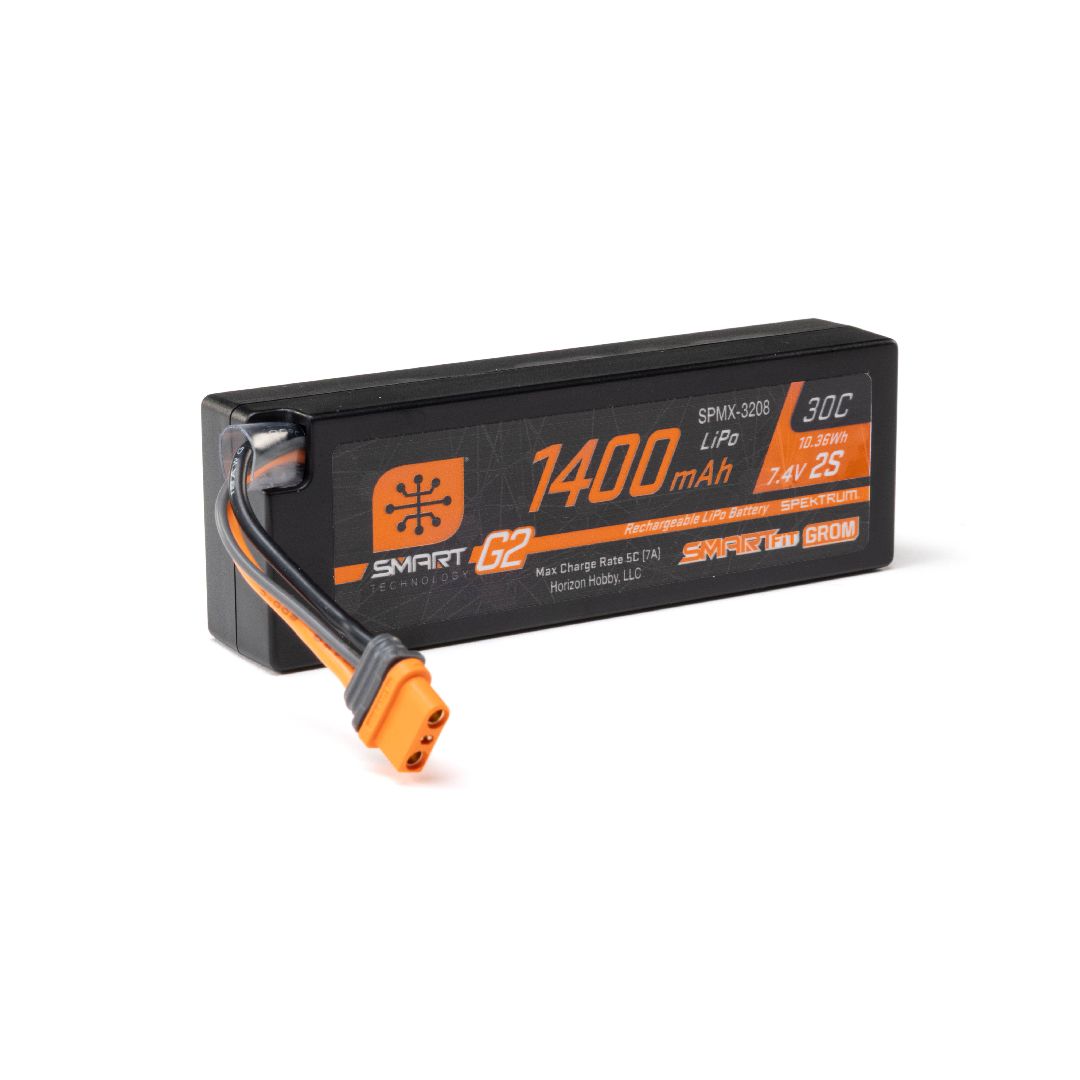 Spektrum 1400mAh 2S 7.4V Smart G2 LiPo Battery 30C IC2 SmartFit