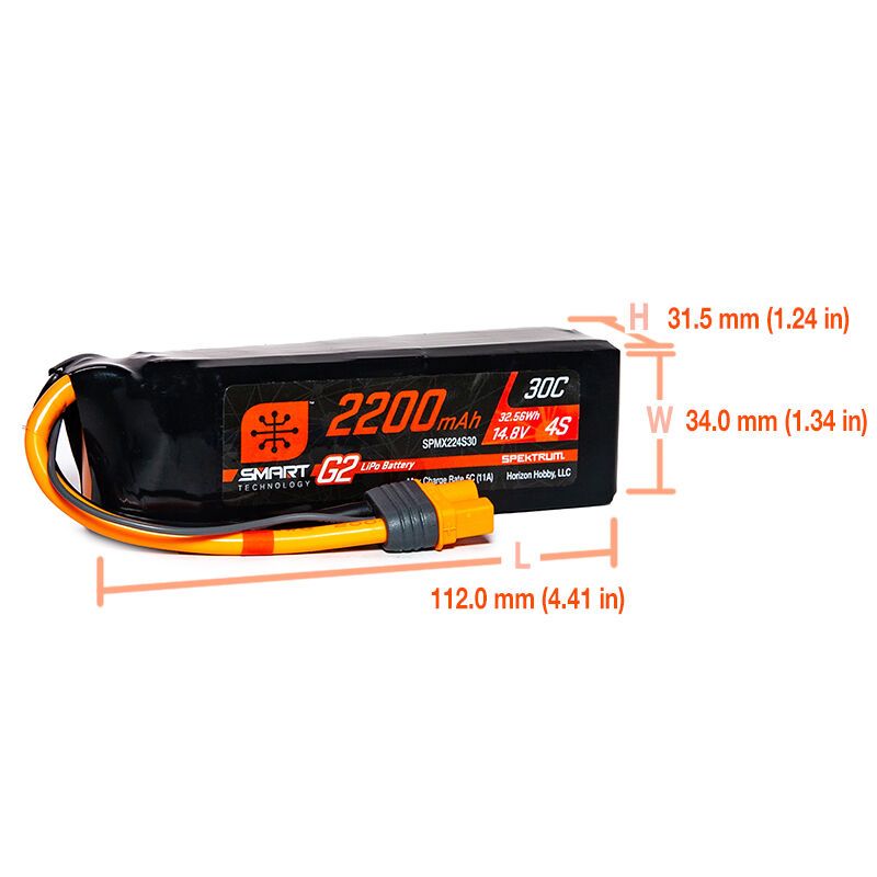 Spektrum 2200mAh 4S 14.8V Smart G2 LiPo 30C; IC3
