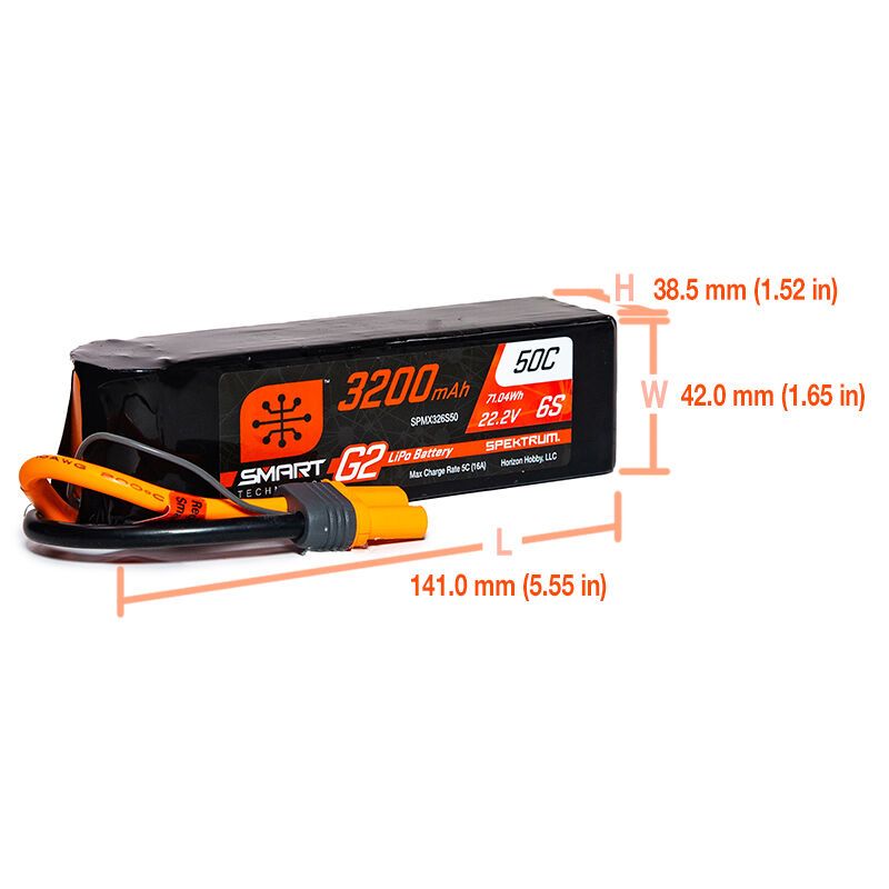Spektrum 3200mAh 6S 22.2V Smart G2 LiPo 50C; IC5