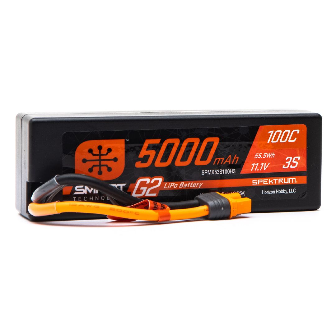Spektrum 5000mAh 3S 11.1V 100C Smart G2 Hard Case LiPo IC3