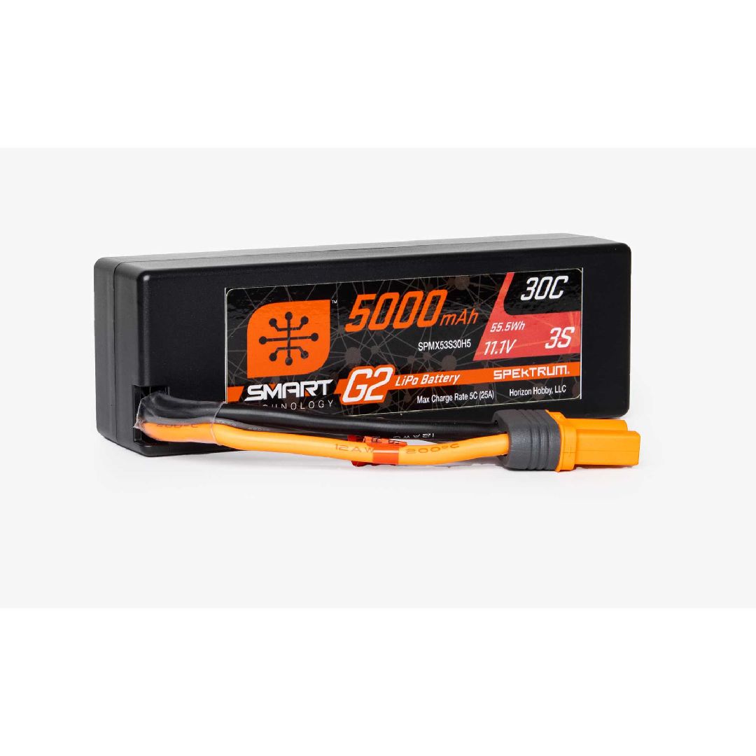 Spektrum 5000mAh 3S 11.1V 30C Smart G2 LiPo IC5 Hardcase