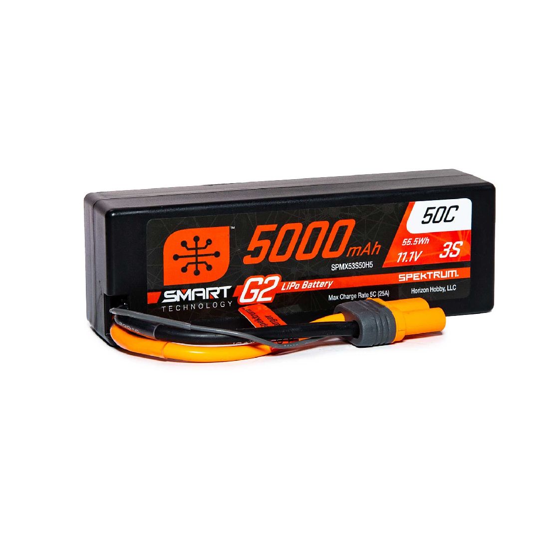 Spektrum 5000mAh 3S 11.1V 50C Smart G2 LiPo IC5 Hardcase