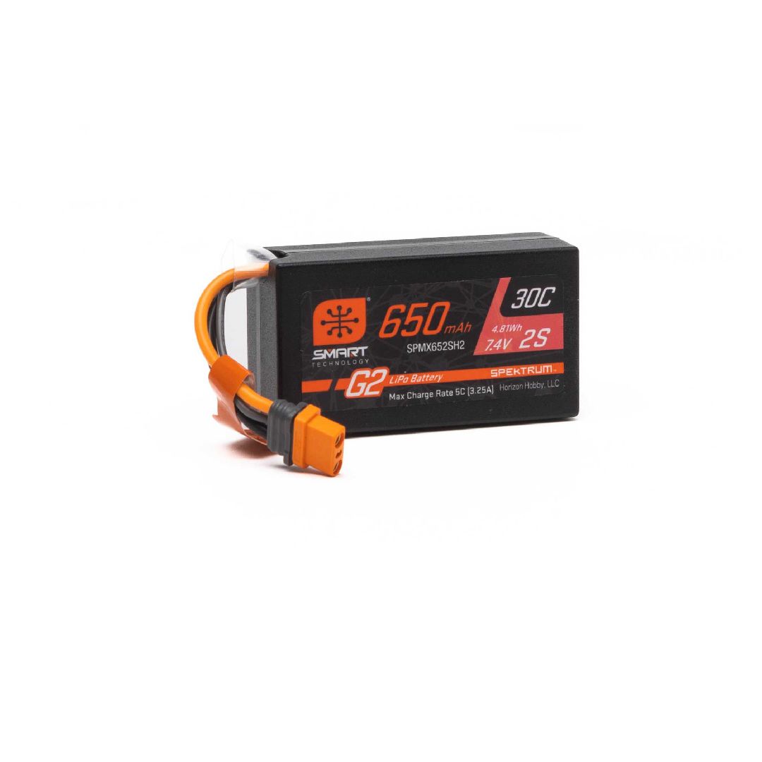 Spektrum 650mAh 2S 7.4V Smart G2 30C LiPo; IC2