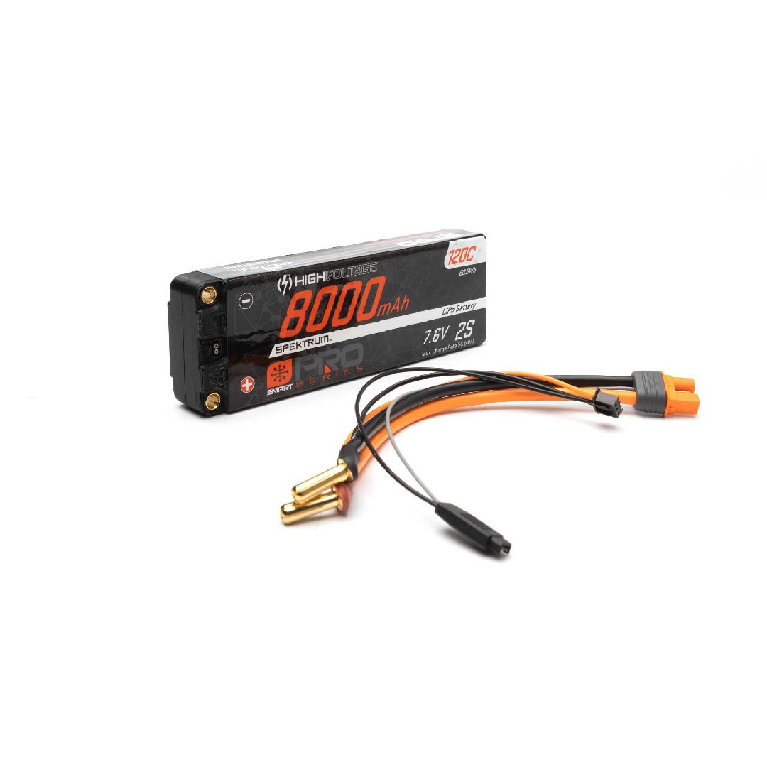 Spektrum 8000mAh 2S 7.6V Smart Pro Race HV LiPo 120C: 5mm