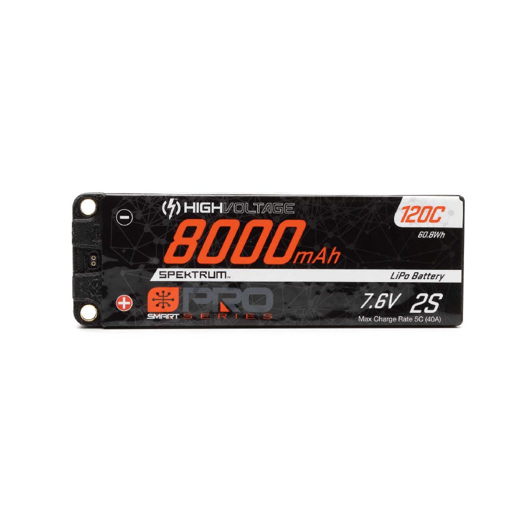 Spektrum 8000mAh 2S 7.6V Smart Pro Race HV LiPo 120C: 5mm
