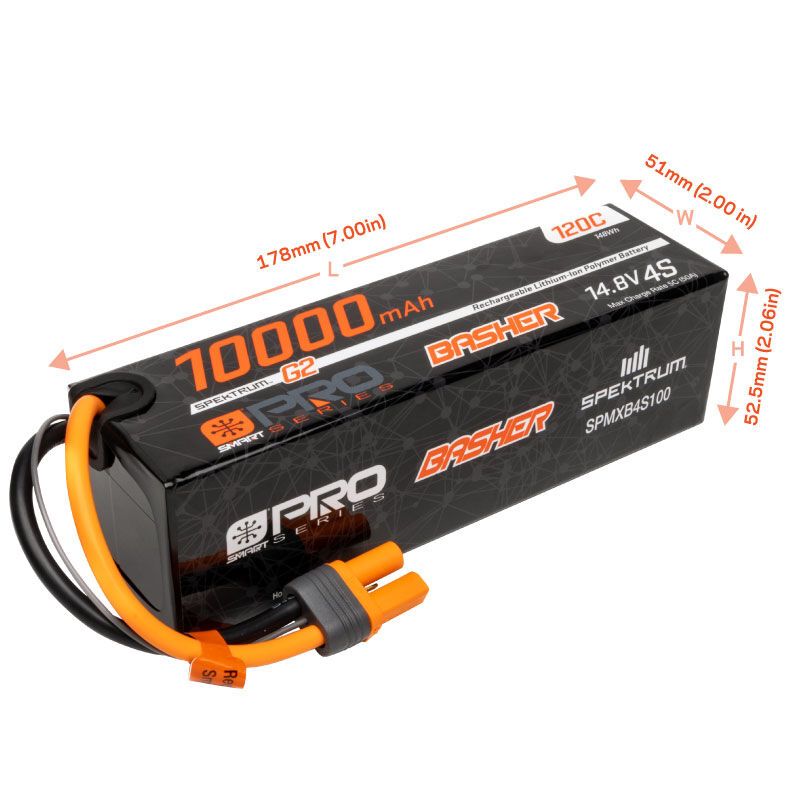 Spektrum 10000mAh 4S 14.8V Smart Pro Basher LiPo 120C IC5