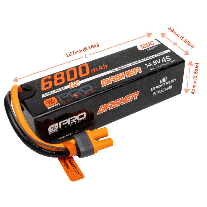Spektrum 6800mAh 4S 14.8V Smart Pro Basher LiPo 120C IC5